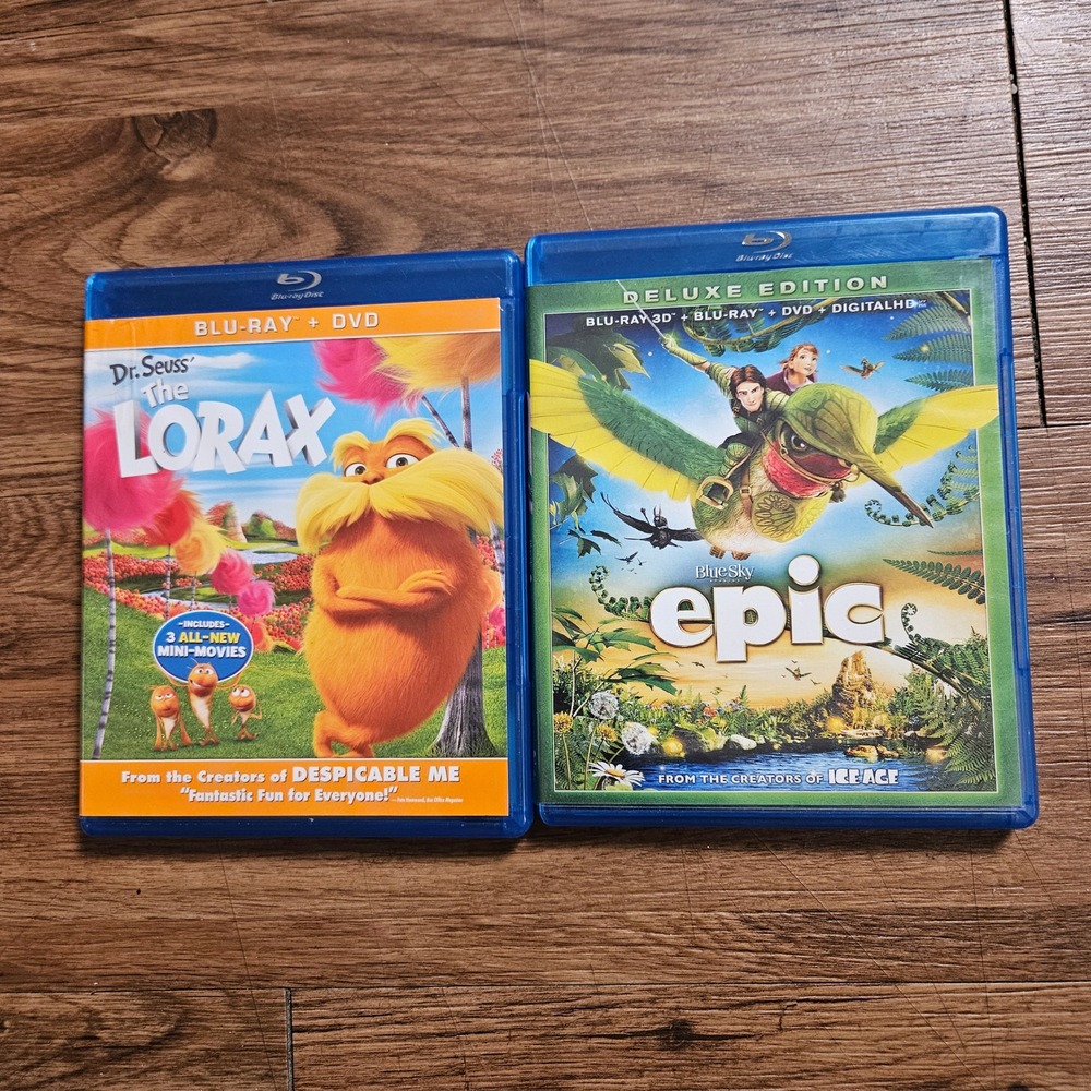 Lot of 2 Animated Blu-rays DVD – Dr. Seuss' The Lorax / Epic Deluxe Edition 3D
